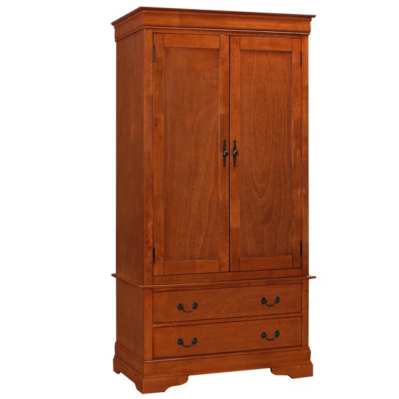 Contemporary Home Living Wooden Armoire with 2-Drawers - 78" -Oak Finish