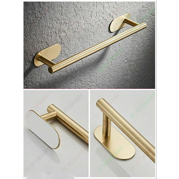 REZJSWFSMMJ 40cm Bathroom Towel Rack, Adhesive Towel Bar, Stainless Steel, Waterproof Bathroom Hardware, No Drilling Required, Easy Installation,Gold