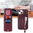 thumbnail image 2 of for iPhone 13 Case with Card Holder for Women,for iPhone 13 Phone Case Wallet with Credit Card with Ring Kickstand Zipper Shockproof Slim Stand Case for iPhone13 - Red Wine, 2 of 13