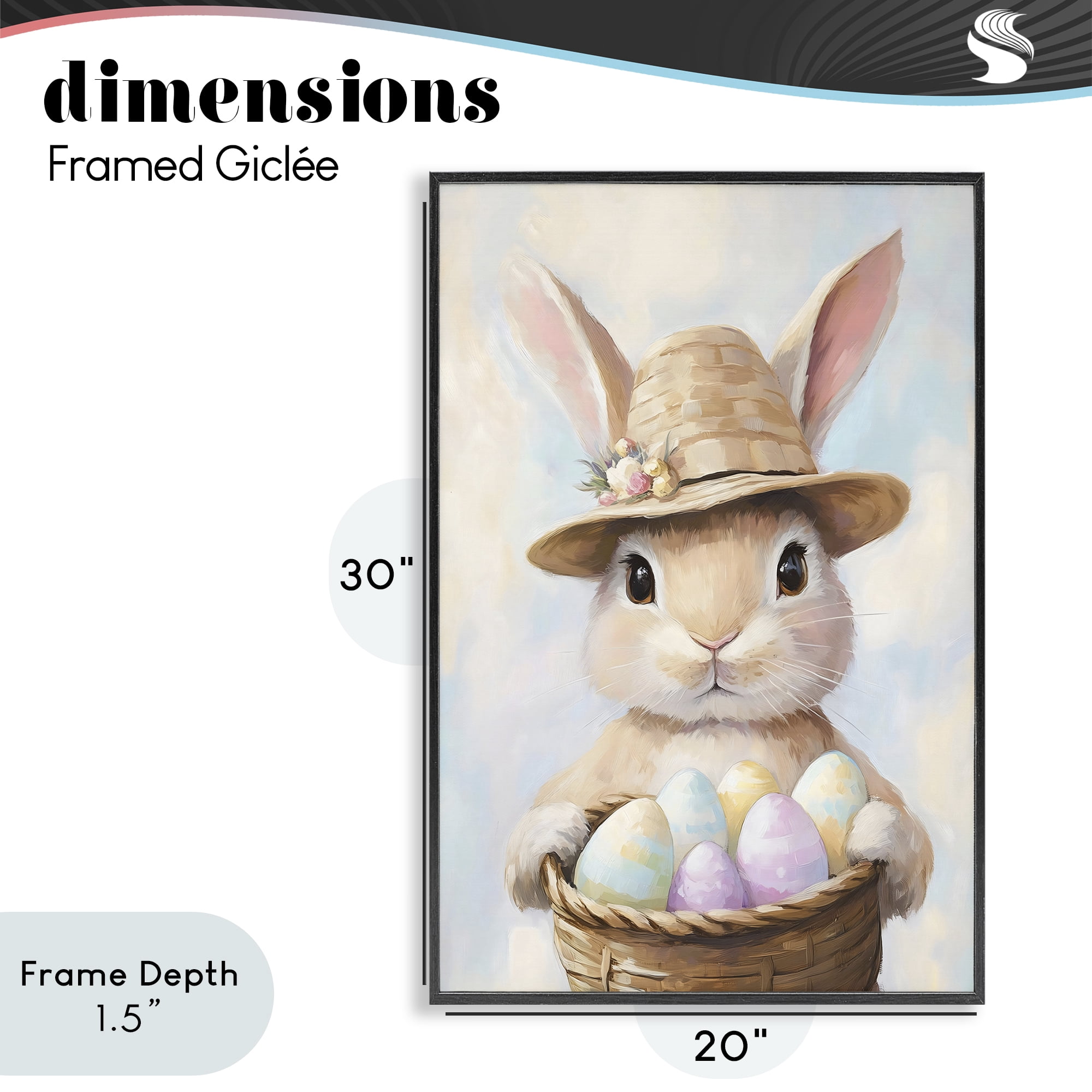 Stupell Industries Bunny with Easter Egg Basket Black Framed Giclee Art, design by The Prints Vibe
