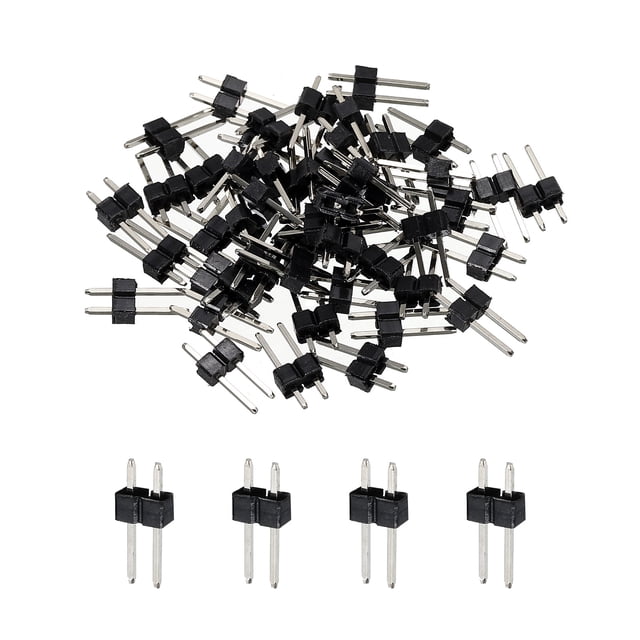 Unique Bargains Lot de 50 Têtes de Broches Droites Rangée Simple 2 Broches 2.54mm Pitch Plaqué Or