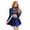 Royal Blue, variant on Women Cheerleading Outfit Adult Girls Cheer Uniform Dress Long Sleeve Color Block Crop Top with Skirt Set Purple S