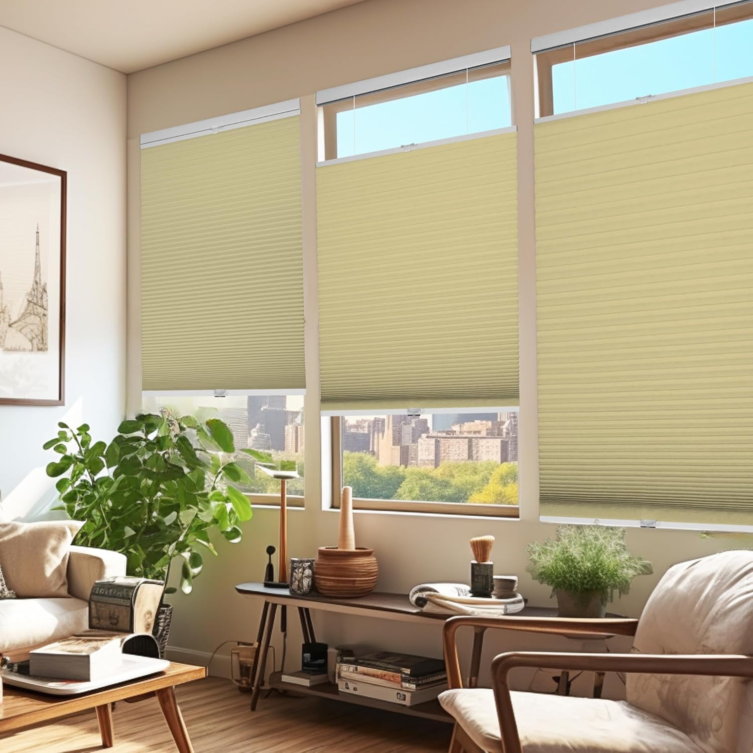 Chicology Cream Blackout Cordless Top Down Bottom Up Cellular Shades 33.75 in. W x 72 in. L