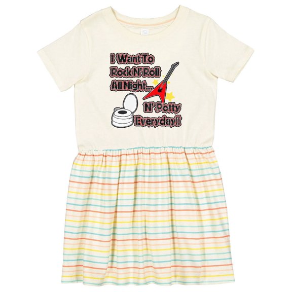 Inktastic I Want to Rock N' Roll N' Potty Everyday Girls Toddler Dress