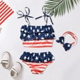 thumbnail image 2 of Ruyang Little Girl Independence Day Swimsuits Kid Spaghetti Strap Top 𝐓riangle Bottom Bow Toddler 3 Piece 4 of July Bikini Set, 2 of 4