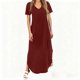 thumbnail image 2 of Vestido Corto para las Mujeres de Verano Color Sólido Cuello en V Vestido de Bolsillo de Manga Corta, Vestido de Verano Casual de las Mujeres para las Salidas de Primavera, 2 of 8