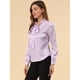 thumbnail image 2 of Allegra K Blusa Puntos Irregular Manga Larga Cuello Del Lazo Trabajo Casual Para Mujer Morado S, 2 of 6