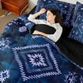 thumbnail image 5 of Manfei Western Boho Print 7pcs Bedding Comforter Set,Ancient Aztec Geometric Queen Bedding Sets,Blue Purple Queen Sheet Sets For Men Women,Super Cozy Room Decor Reversible, 5 of 9
