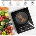 thumbnail image 4 of Single Burner Electric Cooktop 1800W - 110V Electric Stove Top Burner Portable Stove with Touch Control 9 Power Level - Induction Cooktop with Child Safety Lock Timer for Home Camping, 4 of 7