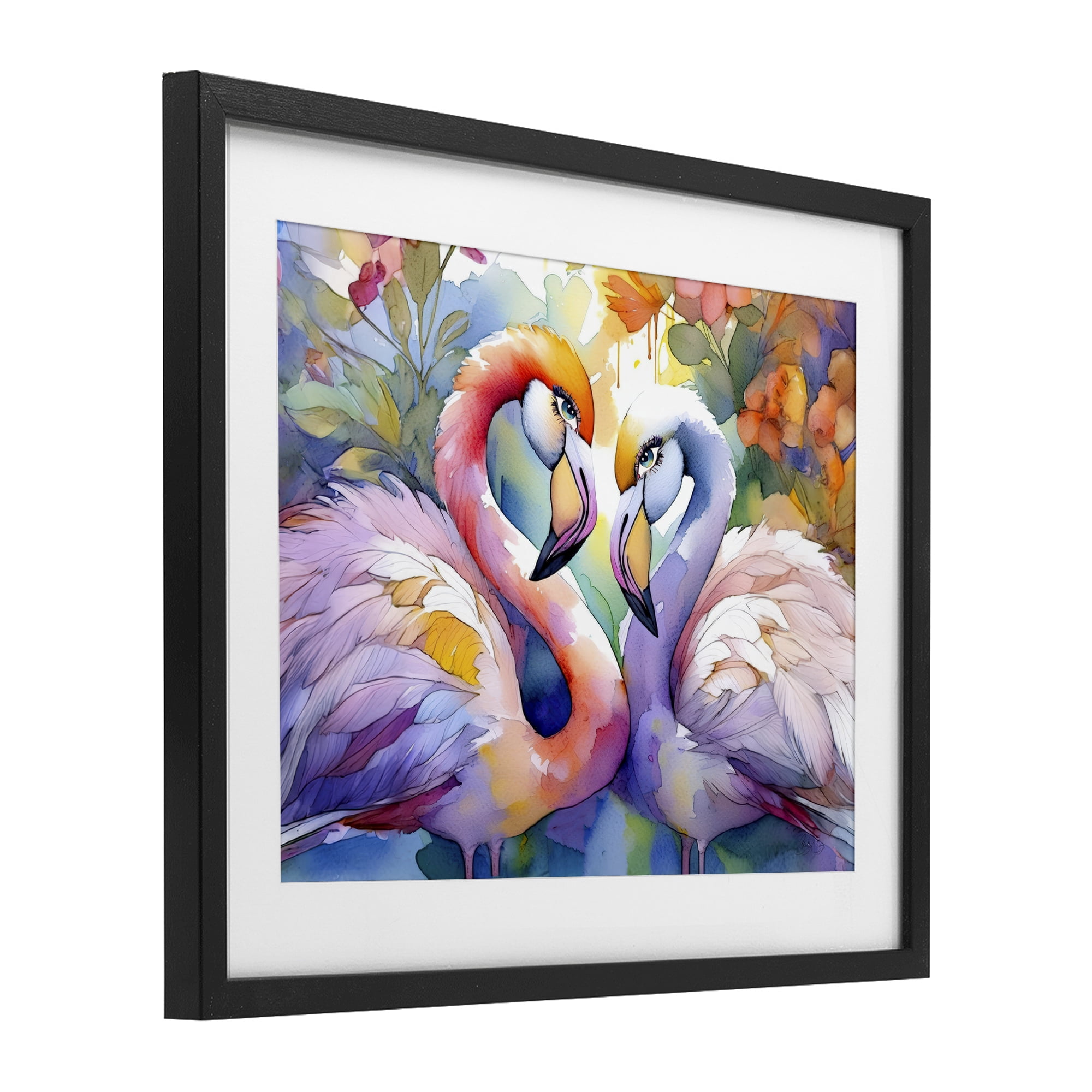 Stupell Industries Flamingo Love Pair Black Framed Print Under Glass, design by Shelly Craig