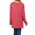 thumbnail image 3 of J. METHOD Women’s Knit Sweater Long Sleeve V-Neck Thermal Waffle Warm Casual Tunic Pullover Side Slit Knitted Top NEWT395 Rose M, 3 of 5