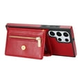 thumbnail image 3 of ELEHOLD Luxury Leather Wallet Case for Samsung Galaxy S22 Ultra,with Card Slots Zipper Pocket Kickstand Function Adjustable Crossbody Shoulder Strap Shockproof Purse Phone Case, Red, 3 of 6