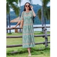 thumbnail image 6 of Zeagoo Sundress Dress Women's Casual Loose A Line Crewneck Split Maxi Cover Up Holiday Beach Tropical Bohemian Shift Sun Dress Outfits with Pockets, 6 of 6