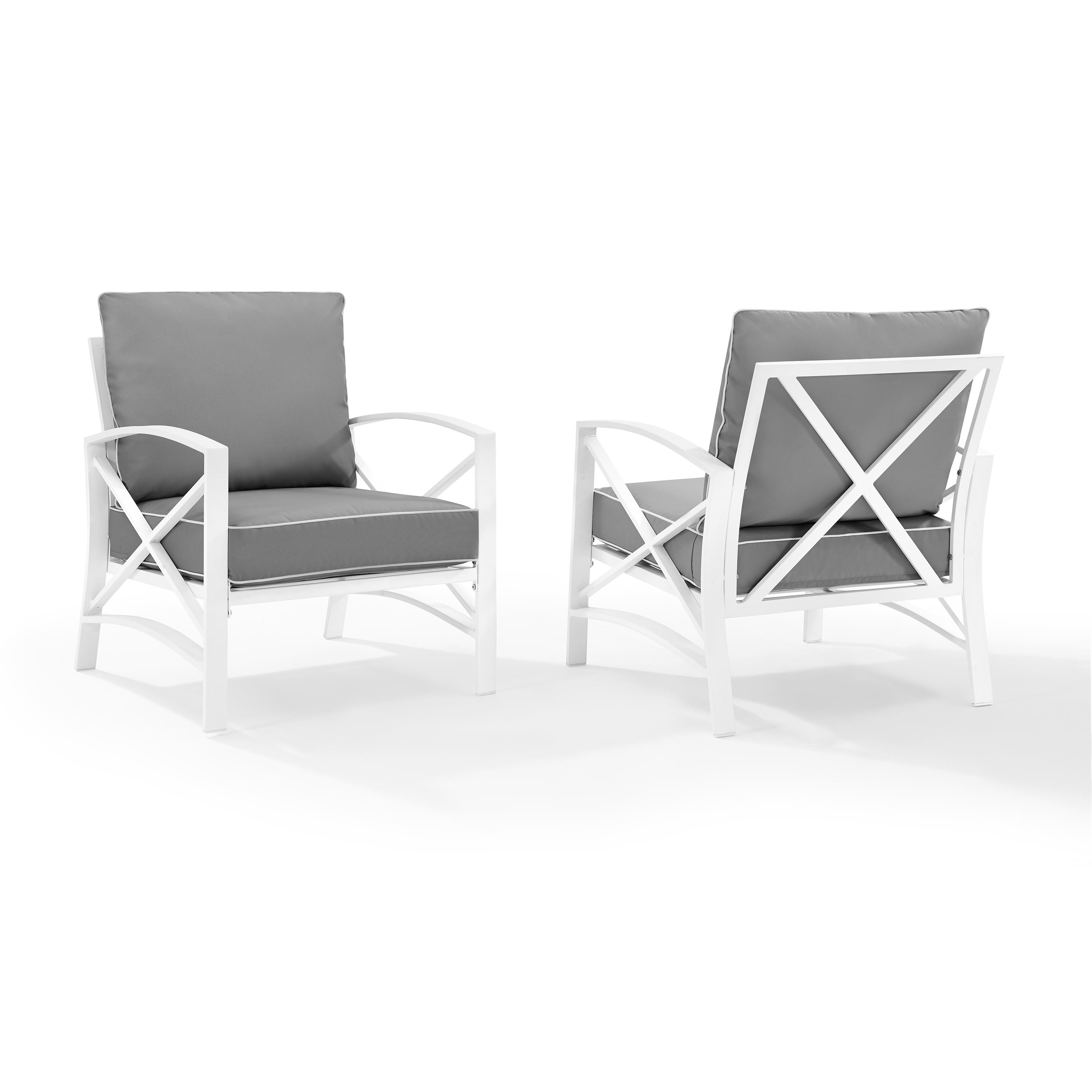 Crosley Kaplan Patio Arm Chair in Gray and White (Set of 2) - image 2 of 7