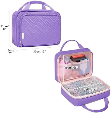 Diamond Painting Storage Containers, 60 Slots Bead Storage Box for Diamond Art Kits Accessories Organizer Case (Only Bottles and Bag) (Purple-2(60 Jars))