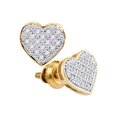 thumbnail image 1 of Boucles d'Oreilles en Or Jaune 10kt pour Femmes avec Cœur en Diamant Rond 1/10 Cttw, 1 of 1