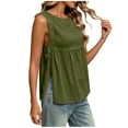 thumbnail image 5 of Fewfanhot Womens Tops Trendy Summer Peplum Tops Casual Sleeveless Cotton Tank Tops Flowy Pleated Shirts, 5 of 7