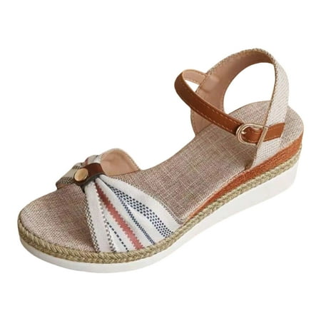 

Eudgs Ladies Weave Open Toe Buckle Strap Bowknot Summer Slope Heel Thick Soled Wedges Sandals on for Women Sandals Dressy Sandals for Women Flat Size 12 S for Women Sandals Jelly Sandals for Women