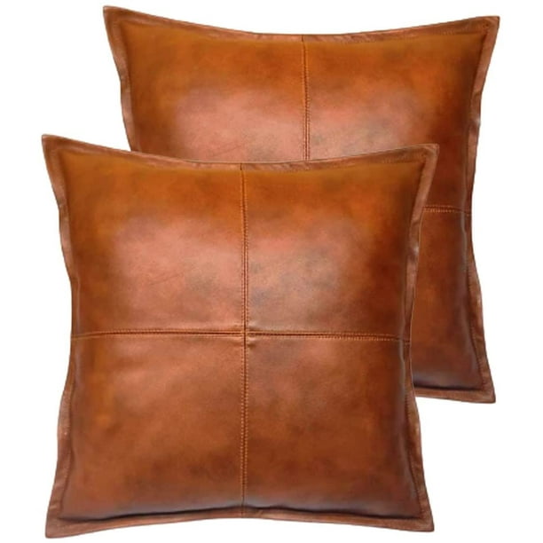 Lambskin Leather Pillow Cover Sofa Cushion Case Decorative Throw