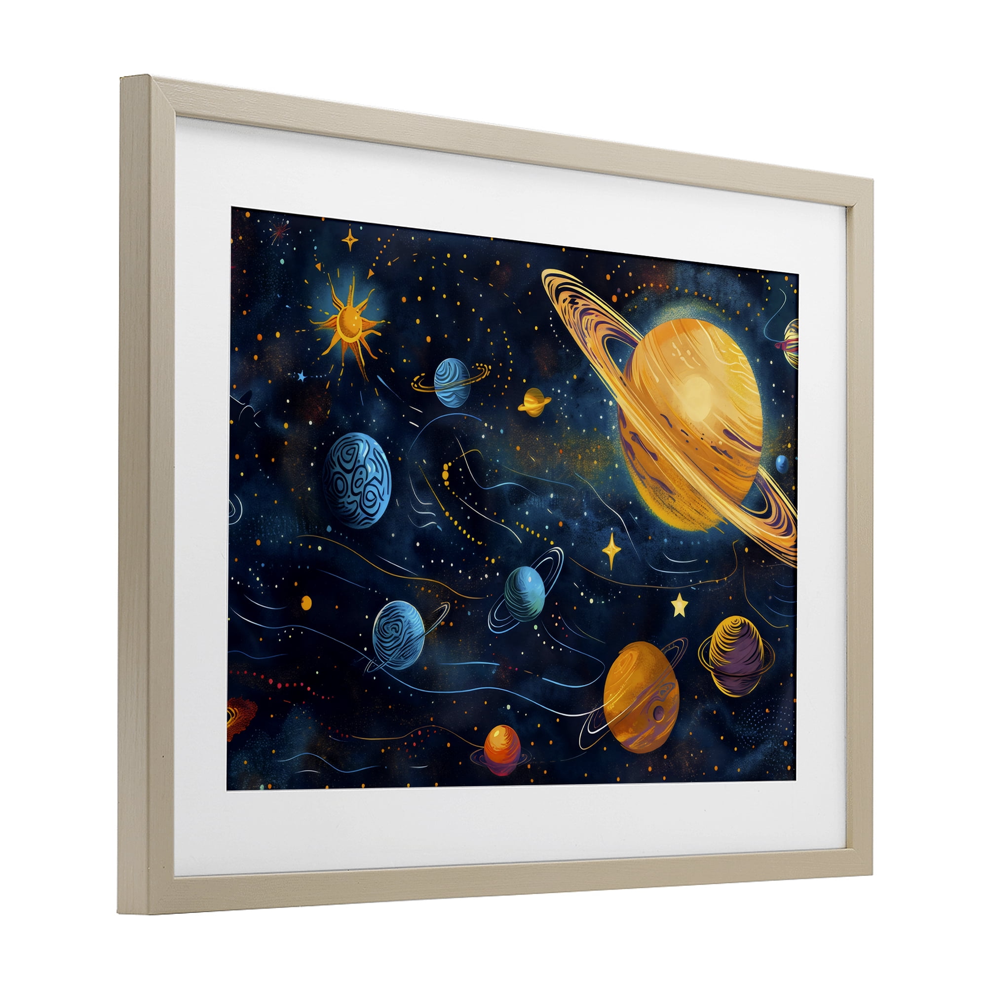 Stupell Industries Two Suns Galaxy Scene Birch Framed Print Under Glass, design by Creative Studio