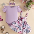 thumbnail image 2 of Pandaie Baby Girl Clothes Newborn Summer Cute Romper Skirt Outfits Short Sleeve Jumpsuit Floral Overall Dress with Headband 0-18 Months, 2 of 6