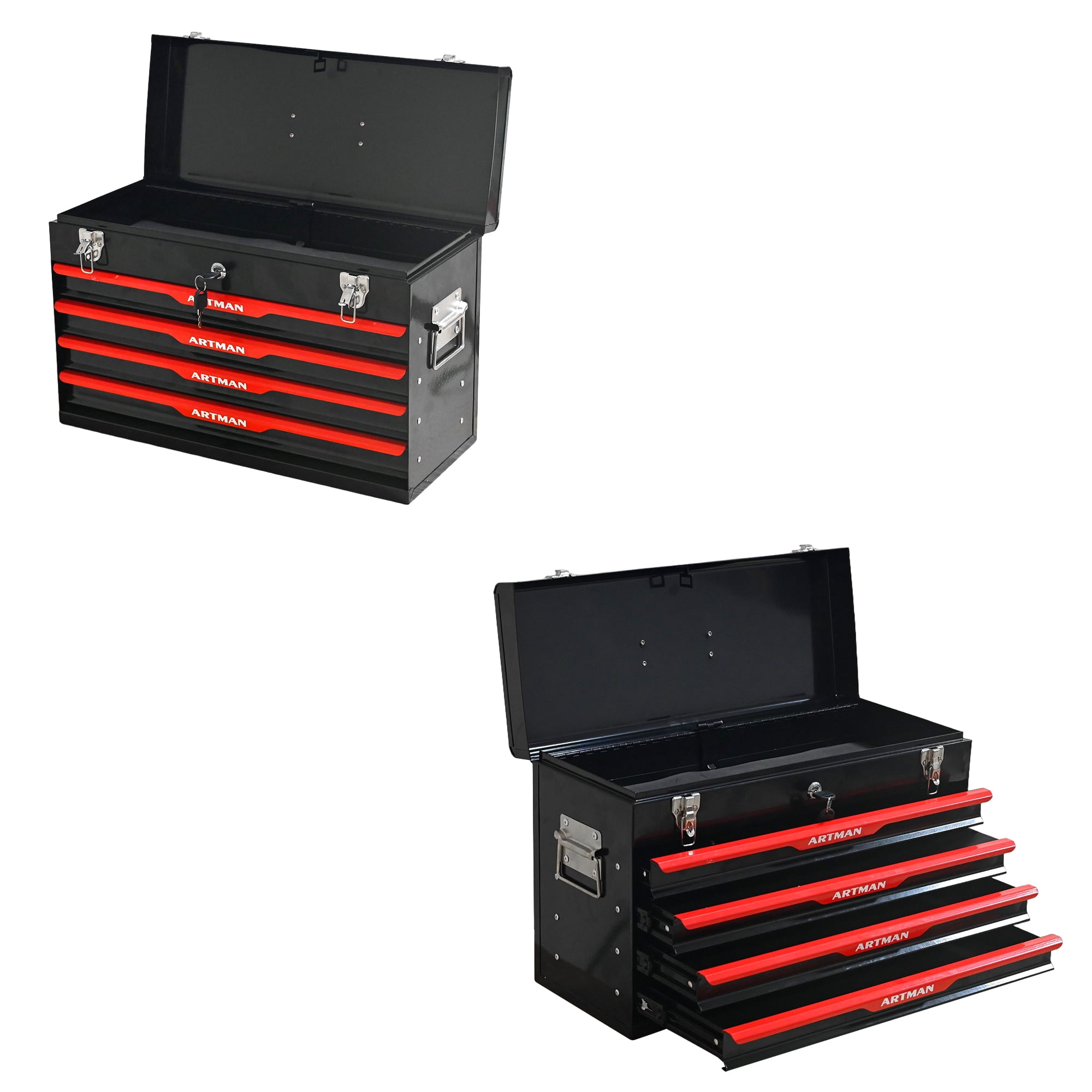 20" Steel Tool Box with Drawers, Lockable Powder-coated Storage