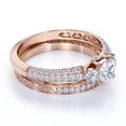 thumbnail image 4 of JeenMata 1.75 ct - Round 3 Stone Lab Grown Diamond - Past Present Future Ring - Victorian - Vintage Wedding Ring Set - 10K Rose Gold, 4 of 7
