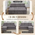 thumbnail image 3 of Muumblus Convertible Sofa Bed, Sectional Sleeper Sofa with Storage Chaise, L-Shaped Couch for Living Room, Dark Gray Chenille, 3 of 13