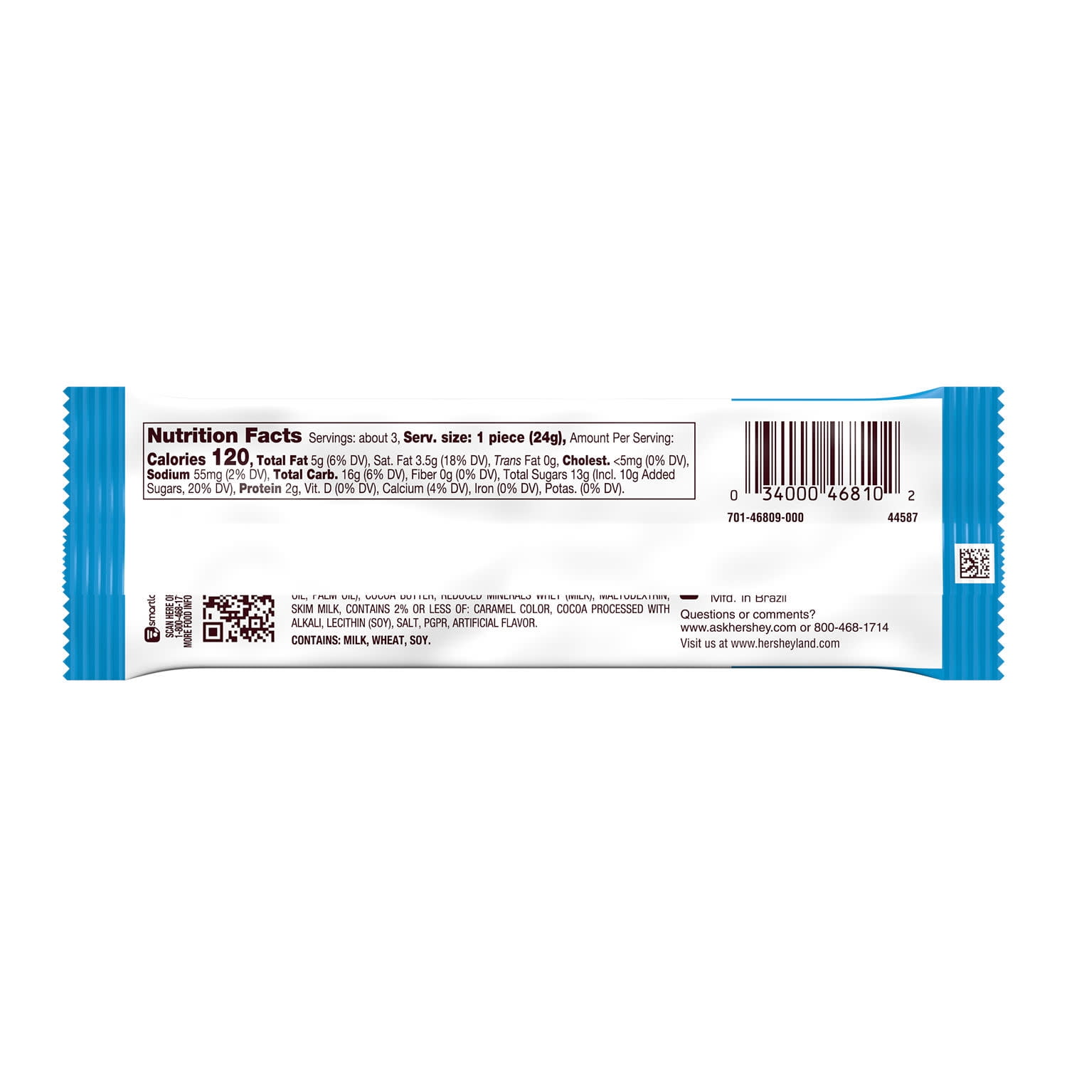 Hershey's Rolls Cookies 'N' Creme Wafer King Size, Candy Pack, 2.5 Oz