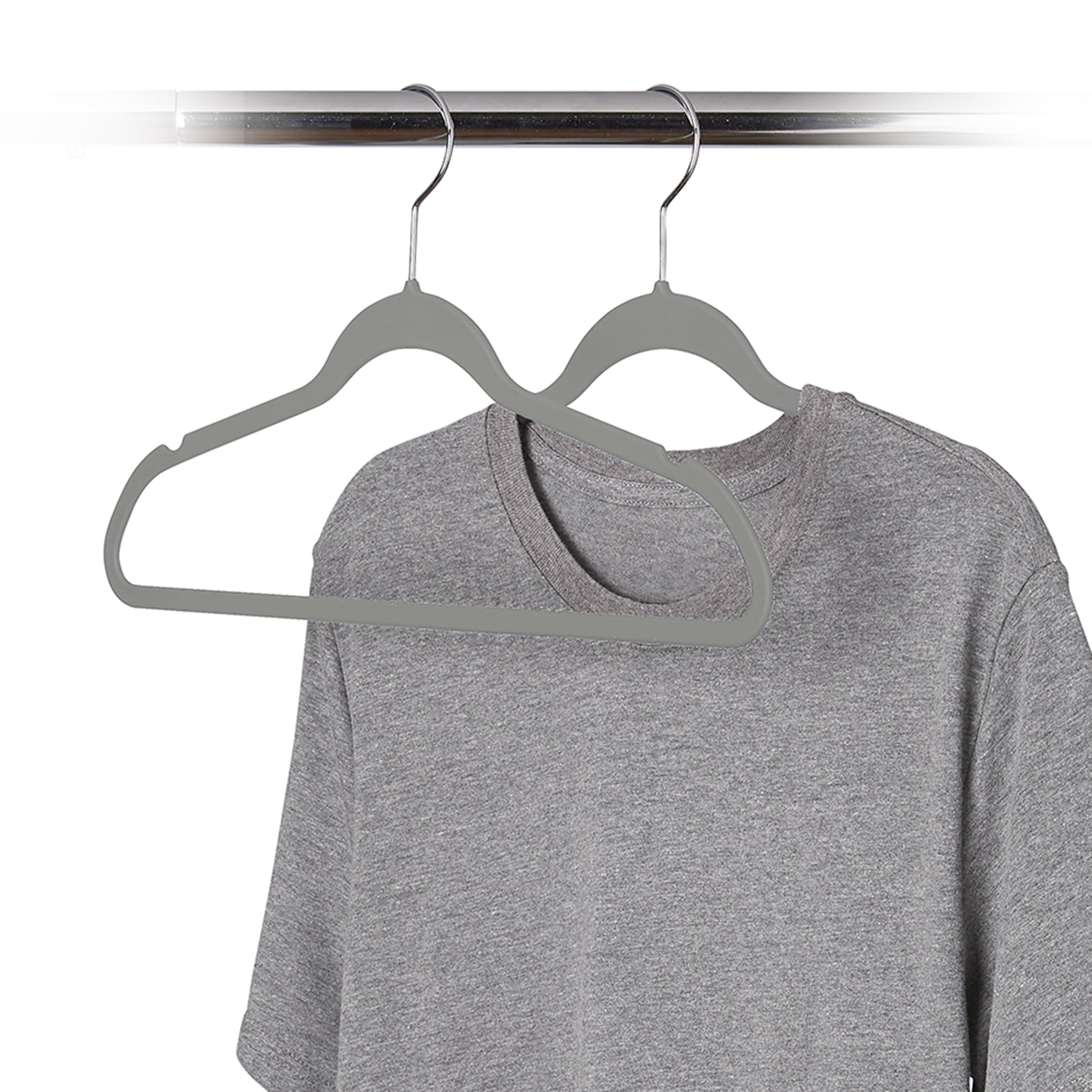 Neatfreak! Space Saving Rubberized Clothing Hangers, 50 Pack, Gray