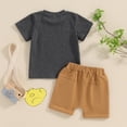 thumbnail image 3 of Bagilaanoe 2pcs Toddler Baby Boy Shorts Set Short Sleeve Letter Print T Shirt Tops + Shorts 6M 12M 18M 24M 3T Kids Casual Summer Clothes, 3 of 8