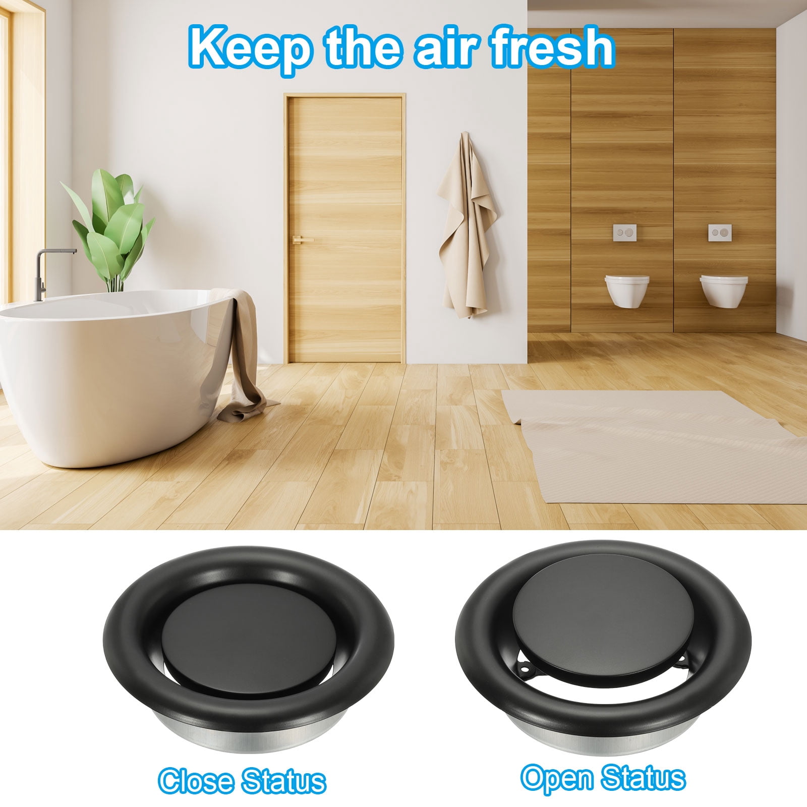 Uxcell Round Ceiling Diffuser, Metal Adjustable Wall Air Vent Diffuser Vent Duct Cover Exhaust Supply 6 Inch Black