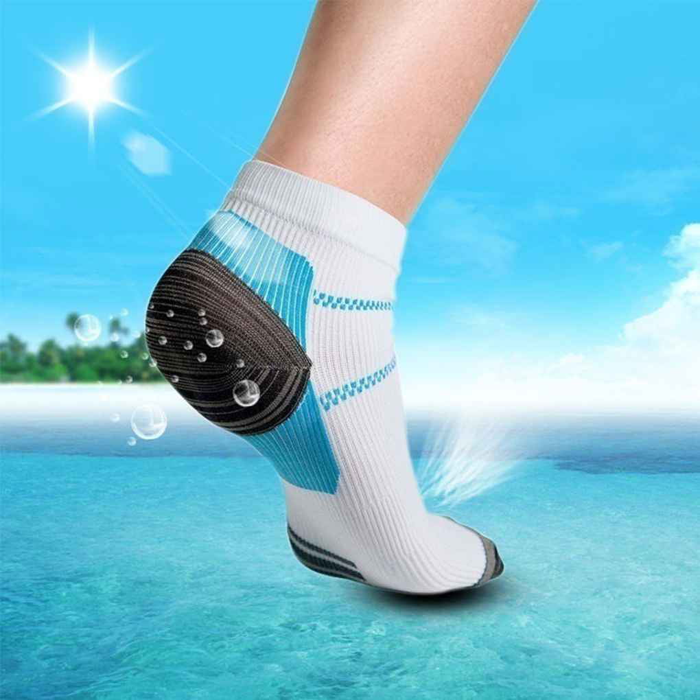 Lidahaotin 1 Pair Unisex Foot Compression Socks Anti-Fatigue Plantar Fasciitis Heel Spurs Pain Knit Socks for Men Women red 