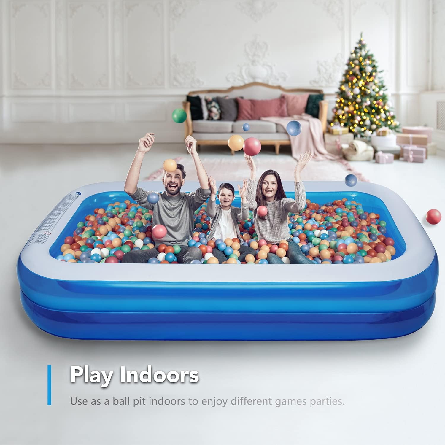 Inflatable Pool Oversized Thickened Family Swimming Pool Puncture Resistant 1 Pack 102.36*66.92IN;19.68IN.Not Include Inflation Pump.