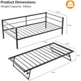 thumbnail image 3 of VINGLI Daybed with Pop Up Trundle, Heavy Duty Metal Twin Bed with Trundle, No Box Spring Needed, Black, 3 of 9