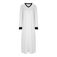 thumbnail image 5 of Long Nightgown Women's V Neck Loungewear Short Sleeve Sleepwear Full Length Sleep Dress Loose Nightshirt with Pockets, 5 of 6