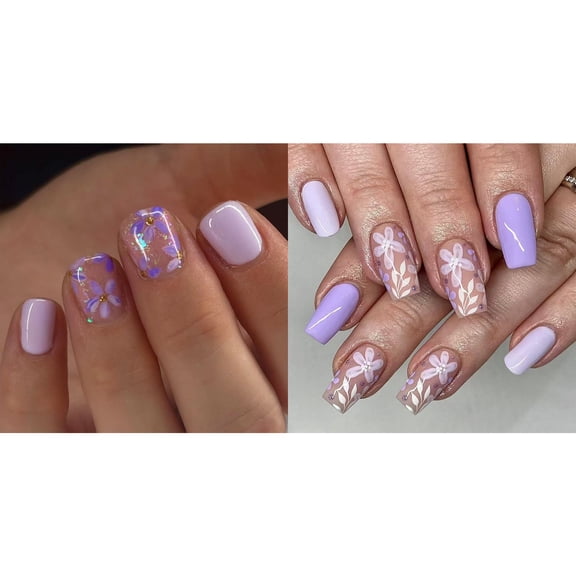 KUFptva Square Press on Nails Designs Fake Nails Stick on Nails in 12 Sizes 48 Pcs French Nails Tips for DIYS Nails Decorations