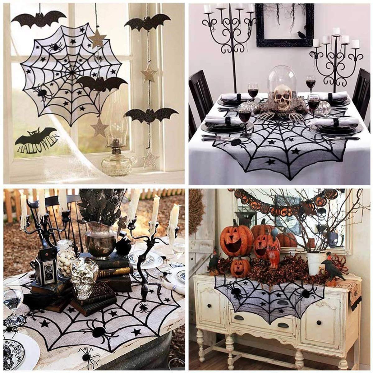 Nappe Halloween Toile D'araignée Noire - 152x213 Cm, Polyester, Décoration Gothique Effrayante
