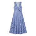 thumbnail image 6 of Snorda Women's Striped Dress Summer Round Neck Sleeveless Striped Solid Color Casual Dress Flowy Sundress Ideal for Daily Wear Beach Vacation & Party, 6 of 9