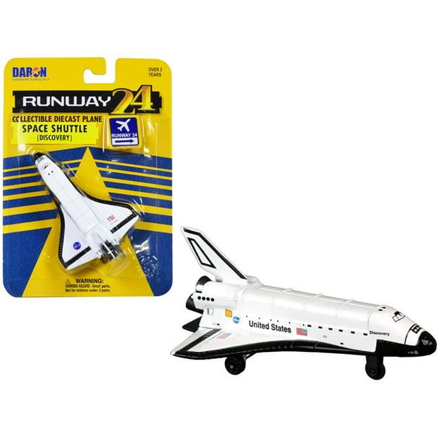 Runway24 RW825 NASA Discovery Space Shuttle United States with Runway 24 Sign Diecast Model Airplane, White