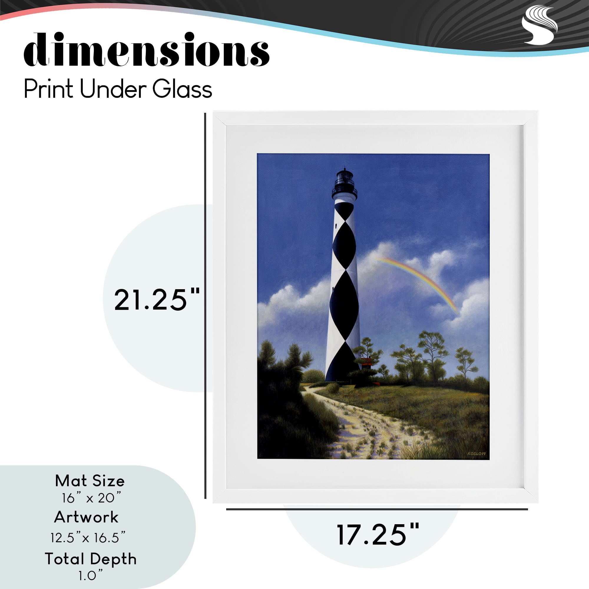 North Carolina Cape Lookout White Framed Print Under Glass, design by Wind River Studios