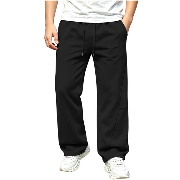 Jalioing Sweatpants for Teen Boy Solid Color Loose Straight Leg Open Bottom Sport Pants Drawstring Waist Athletic Pants