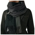 thumbnail image 2 of Ljudmp Womens Fall Winter Scarf Tassel Plaid Scarf Warm Soft Chunky Large Blanket Wrap Shawl Scarves Cold-weather Neck Wrapping Head Scarf Neck Cover Black, 2 of 8