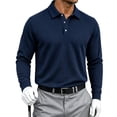 thumbnail image 2 of LWavelet Long Sleeve Polo Shirts for Men Casual Button Dress Knit Golf Shirt Classic Business Office Collared Shirts, 2 of 6