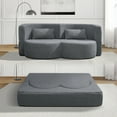 thumbnail image 4 of Folding Sofa Bed, Convertible Teddy Fabric Floor Sofa Sleeper Futon, Multi-Functional Foldable Double Sofa for Living Room Guest Office Apartment, Dark Grey, 4 of 7