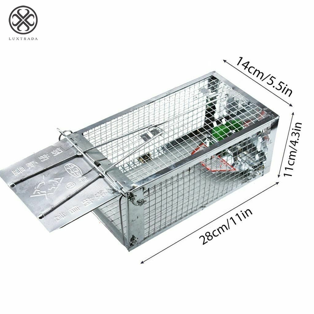 Luxtrada 2pcs Small Animal Humane Live Cage Rat Mouse Mice Chipmunk Small Rodent Catch Trap for Indoor and Outdoor for Gopher Opossum Skunk Groundhog Squirrel Spay Feral Stray Cats Rescue Wild Rabbits