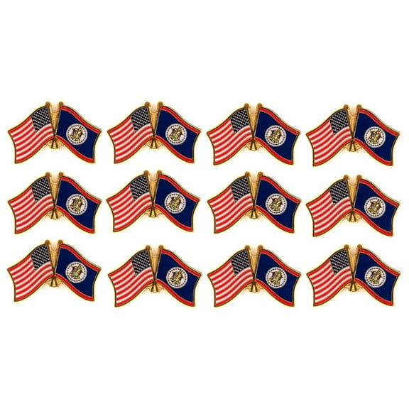 Box of 12 Belize & US Crossed Flag Lapel Pins, Belize & American Double Friendship Pin Badge