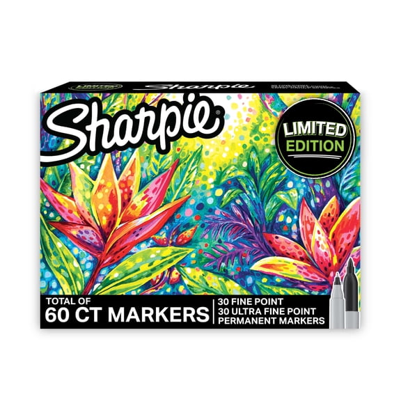 Sharpie Permanent Markers Limited Edition Set, Contains Fine Point Markers and Ultra-Fine Point Markers, 60 Count