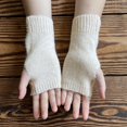 thumbnail image 4 of QQAMB Gloves for Women Solid Color Hollow Out Knit Fingerless Winter Wool Texting Gloves Mittens Warm Fleece Lined, 4 of 8