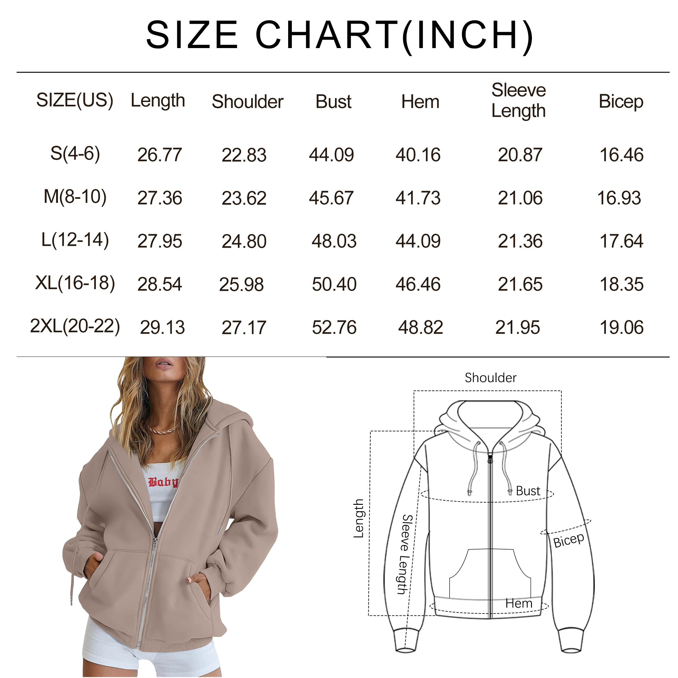 SUNBS Women's Oversized Zip-Up Fleece Hoodie photo 3